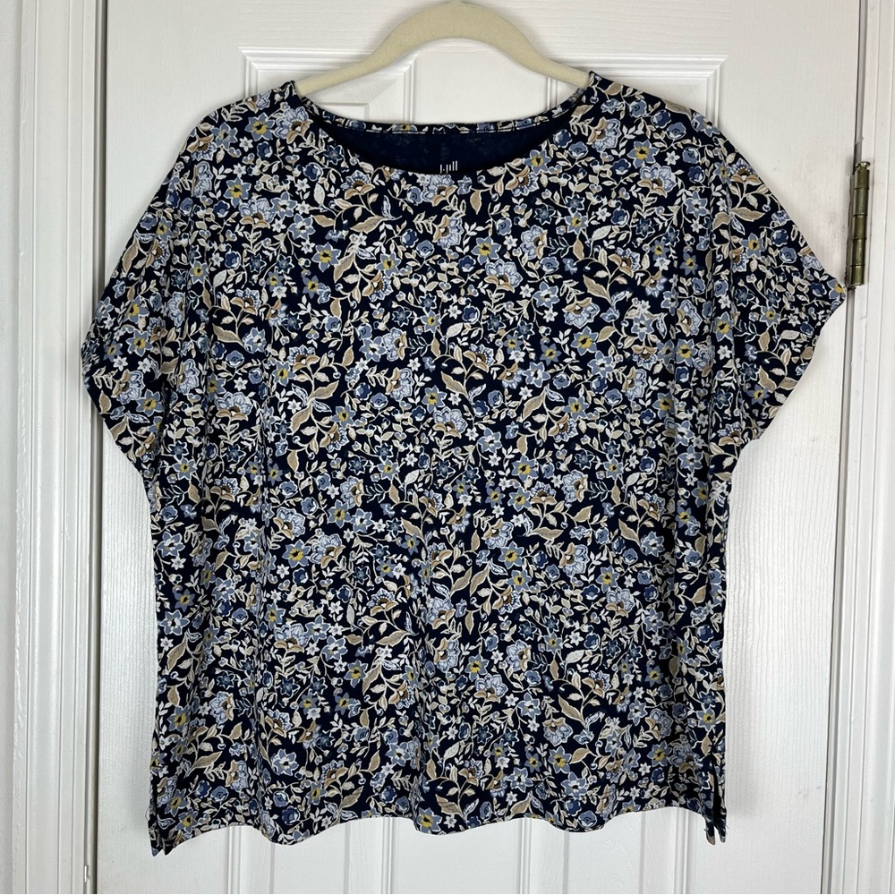 J. Jill Floral Print Luxe Supima Relaxed Tee